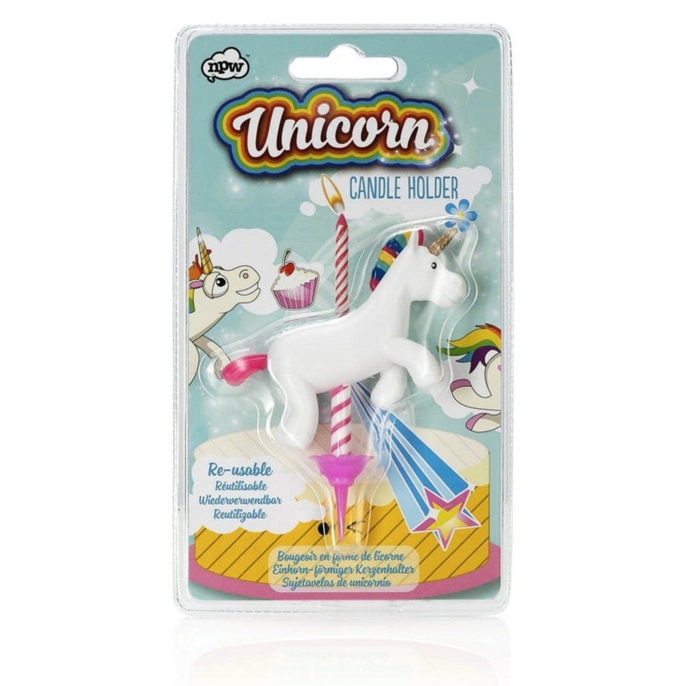 NPW Reusable Unicorn Rainbow Candle Holder NIP